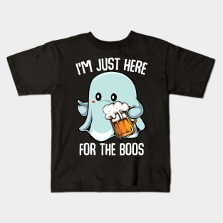 Ghost - I'm Just Here For The Boos - Halloween Ghost Beer Pun Kids T-Shirt